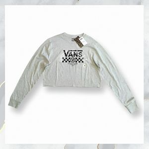 NWT! Vans Kritten Crop Top HEATHER GREY Women's Long Sleeved Cropped Shirt